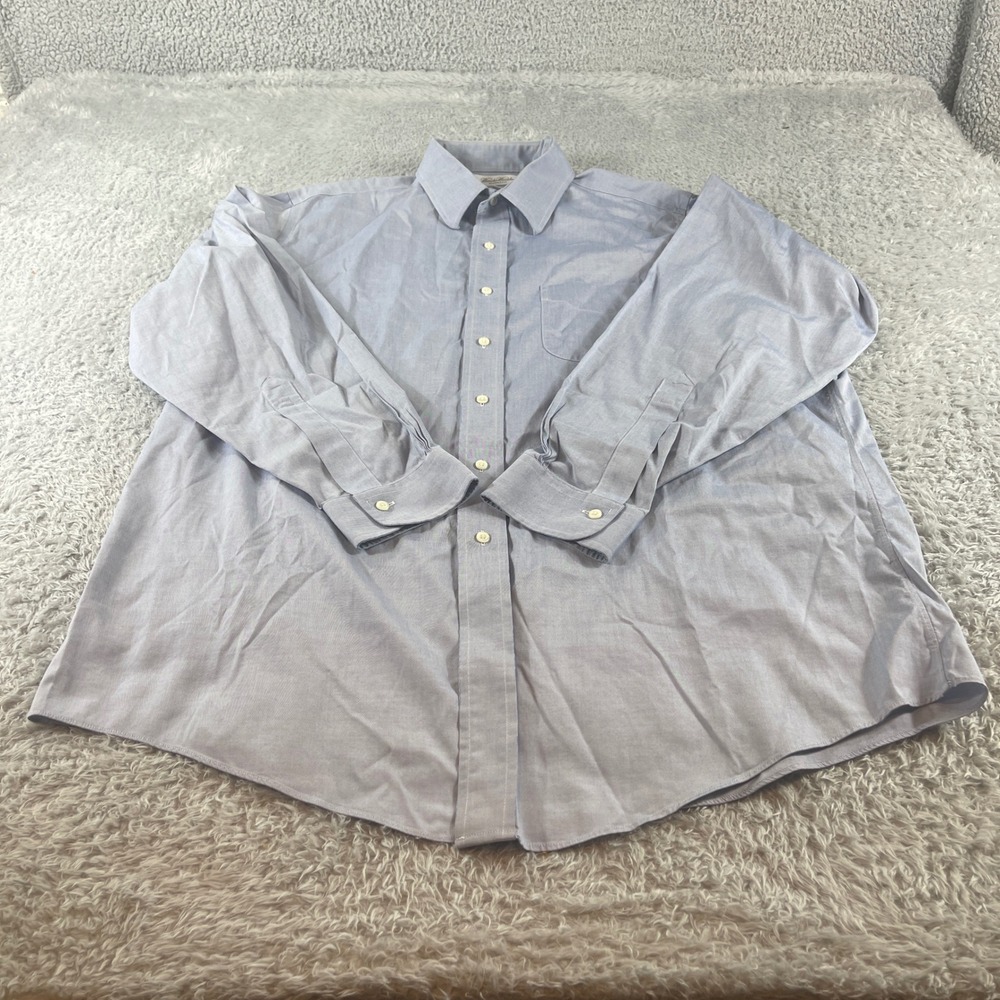 Brooks Brothers Non Iron Button Down Shirt Light Blue Cotton Blend Mens 16.5 34